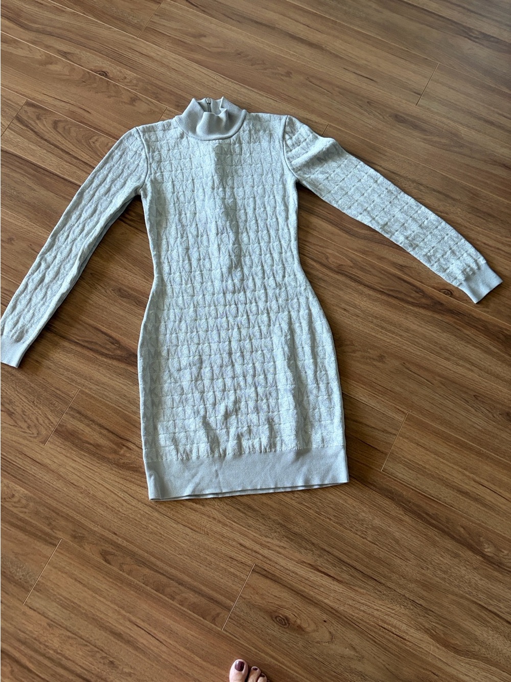 Michael Kors silver Cable-Knit Turtleneck Sweater Dress